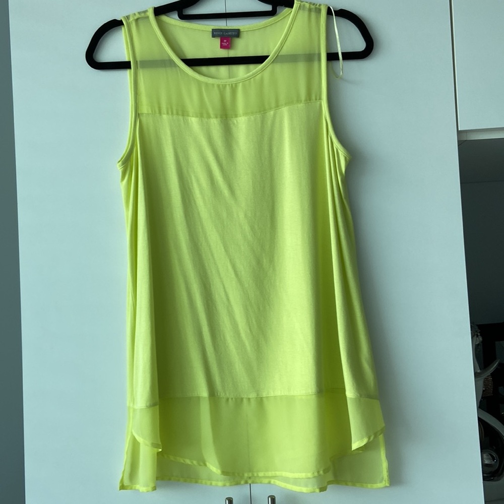 Vince Camuto Yellow Sleeveless Sheer Tank Top. Size M. NWOT (never worn)